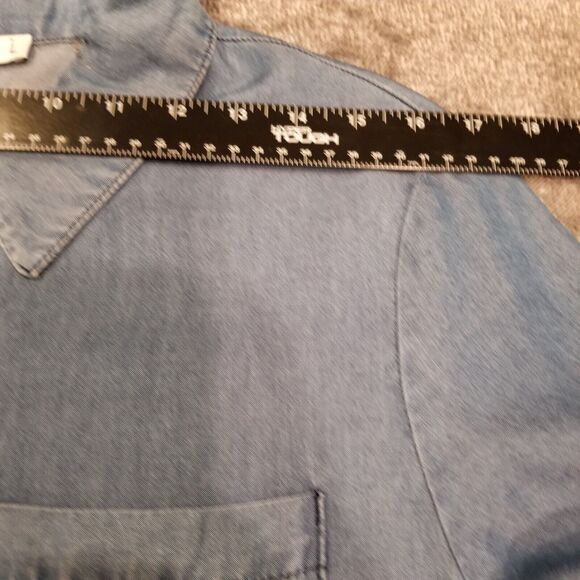 Cisono Los Angles Women's Blue Chambray Button up Shirt Dress Size Large - Picture 7 of 10